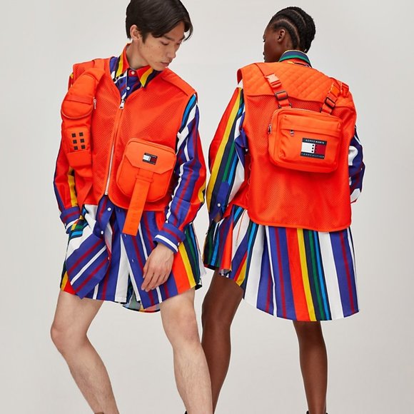 Tommy Hilfiger TOMMYXROMEO Tactical Vest in Neon Orange Size Small - Picture 6 of 16